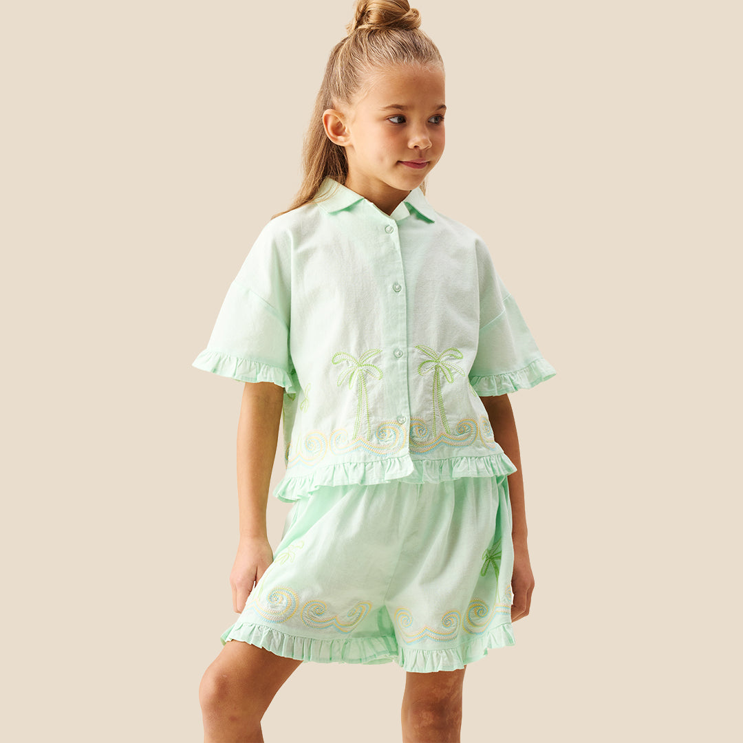 Palma Embroidered Short - Angel & Rocket