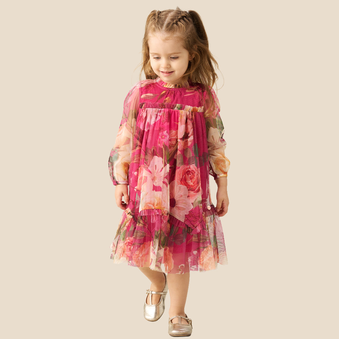 Angel & Rocket Baby Girls Printed Pink Dresses