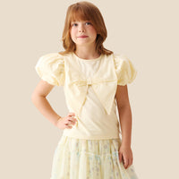 Tilly Yellow Bow Collar Puff Sleeve T Shirt
