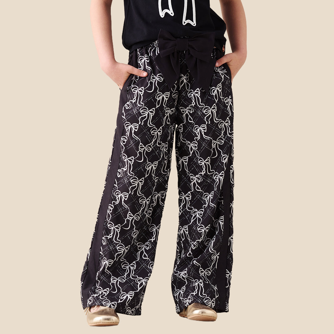 Angel & Rocket Girls Printed Black Trousers
