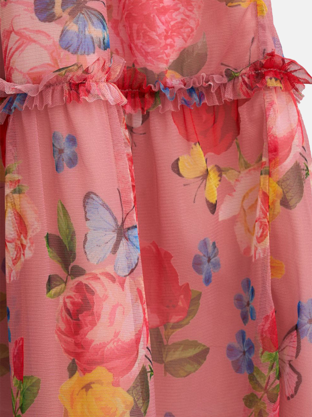 Girls Floral Printed Pink Dress
