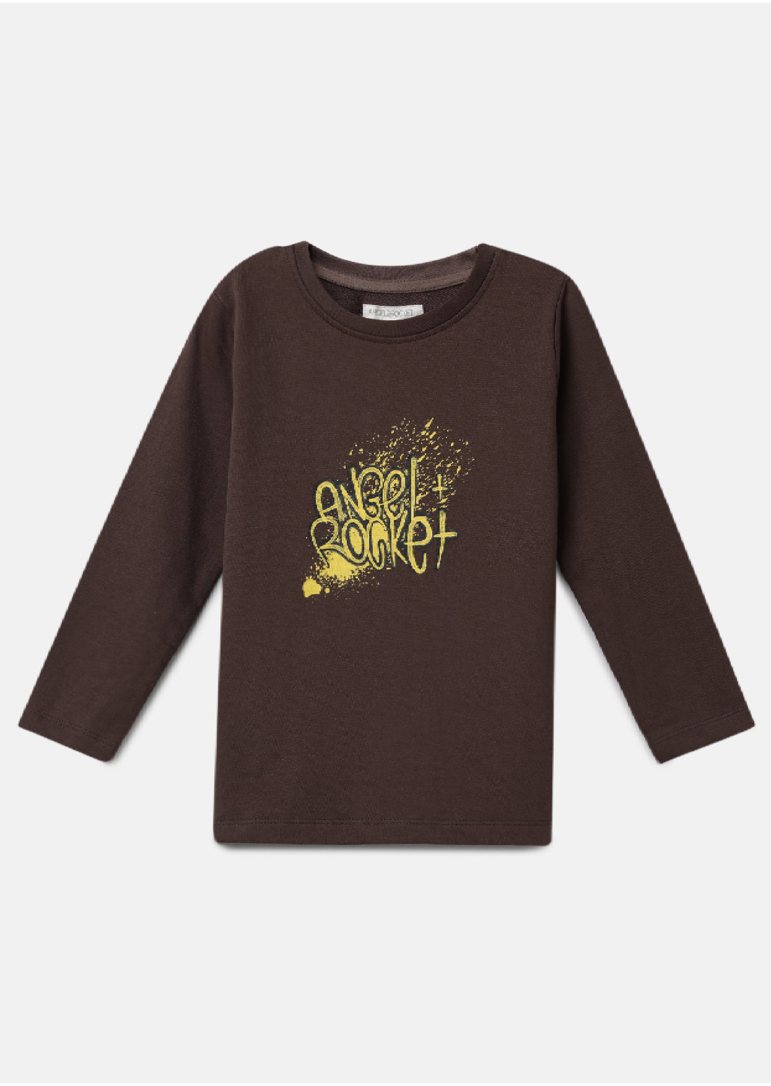 Boys Cotton Solid Brown Printed Sweatshirt