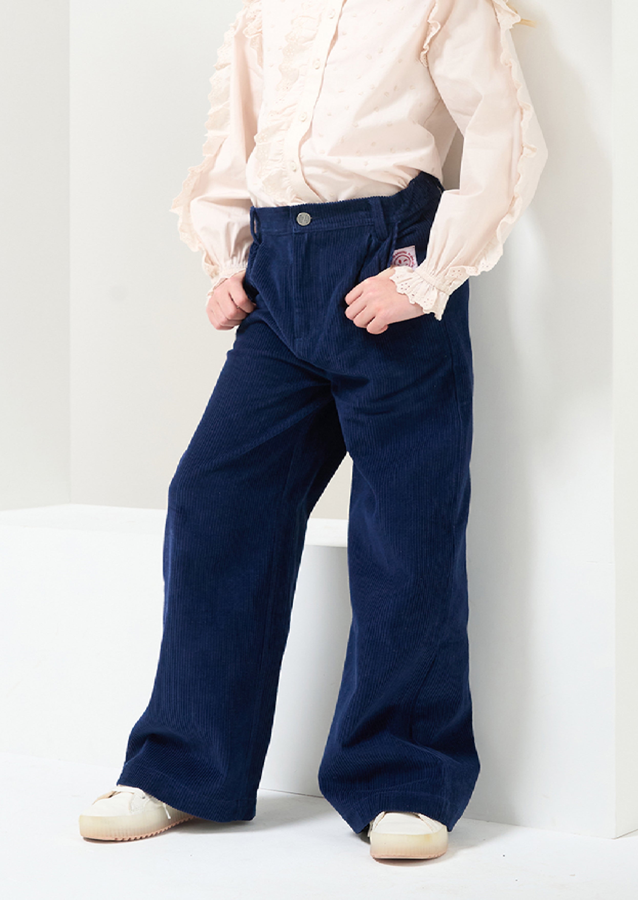 Sinead Navy Wide Leg Cord Trouser