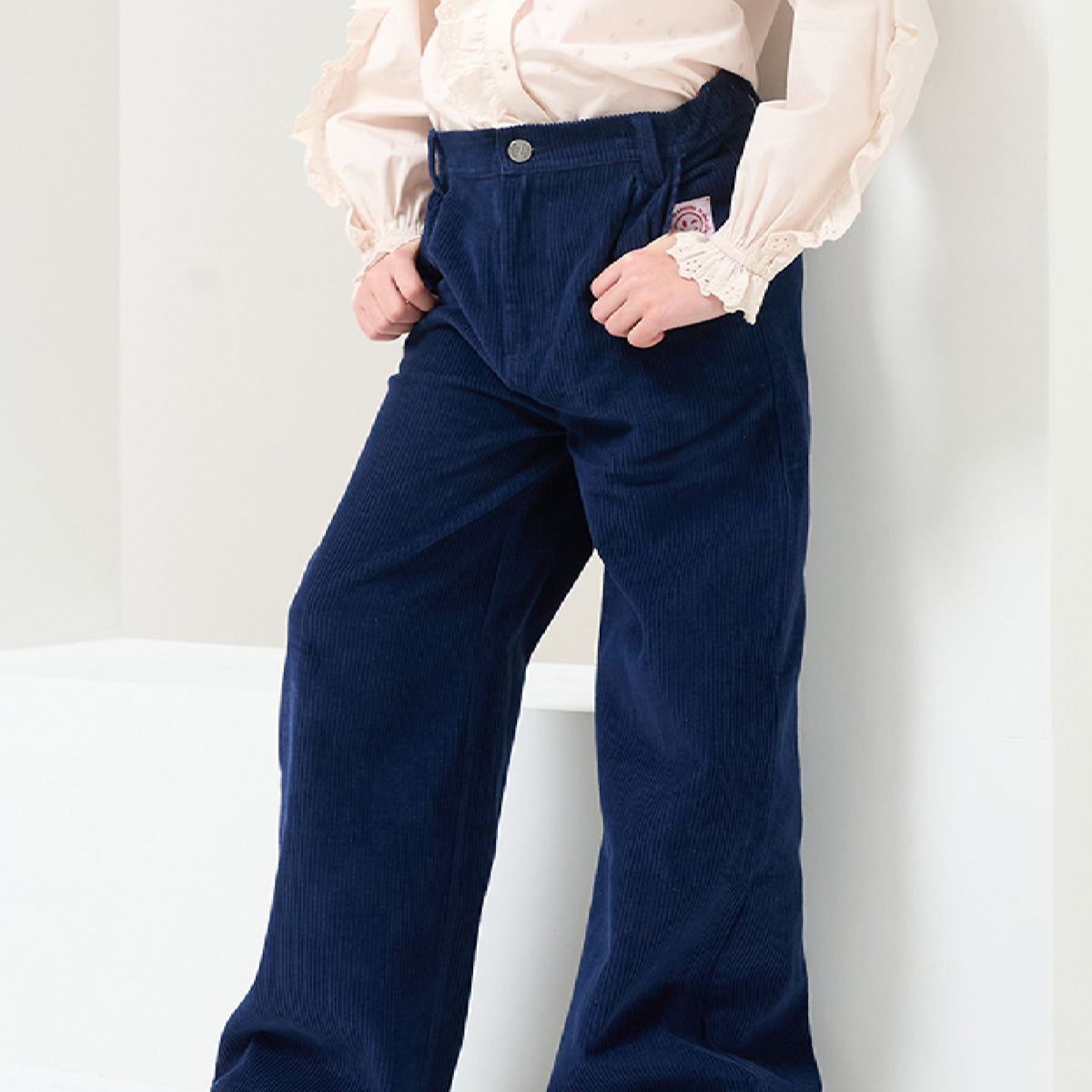Sinead Navy Wide Leg Cord Trouser