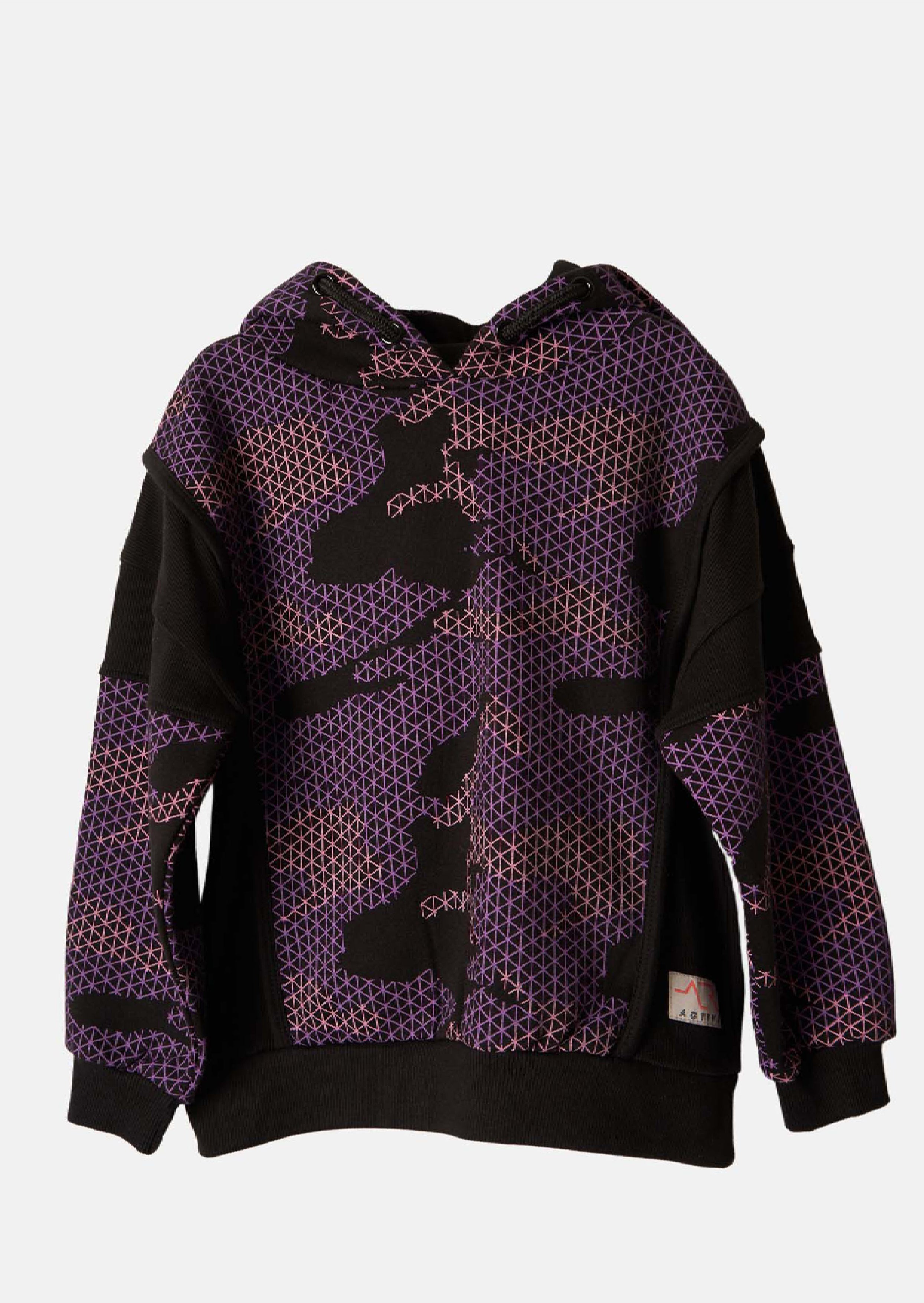 Girls Black Camo Printed Hoodie