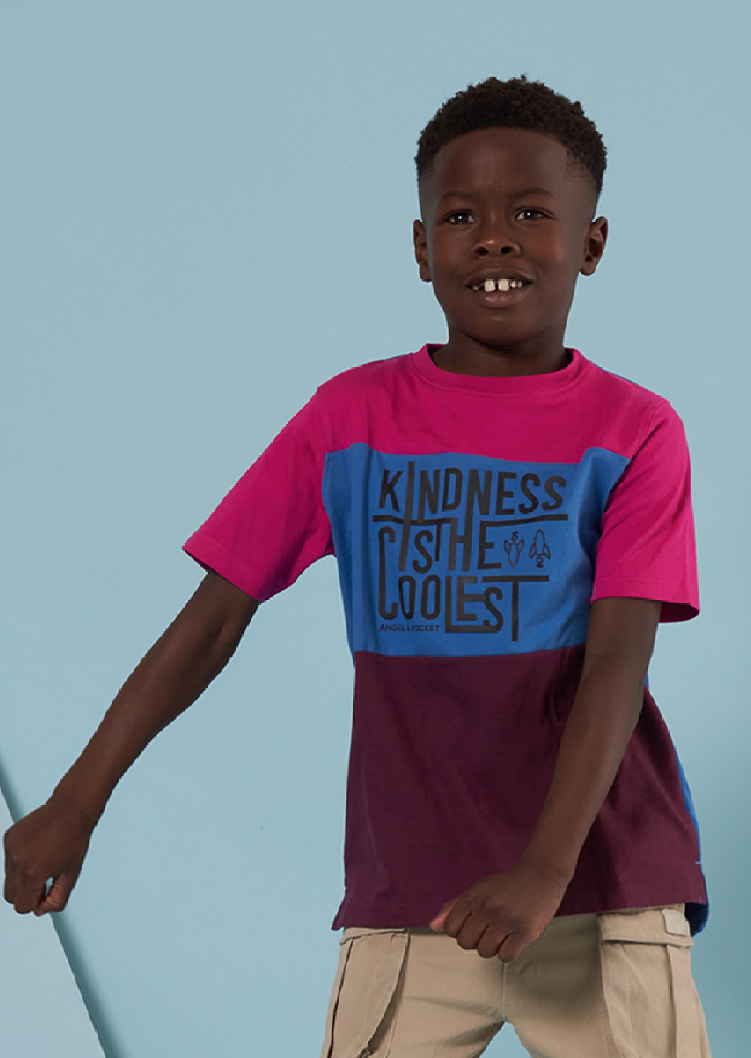 Boys Colour Block and Kindness Slogan Printed T-Shirt