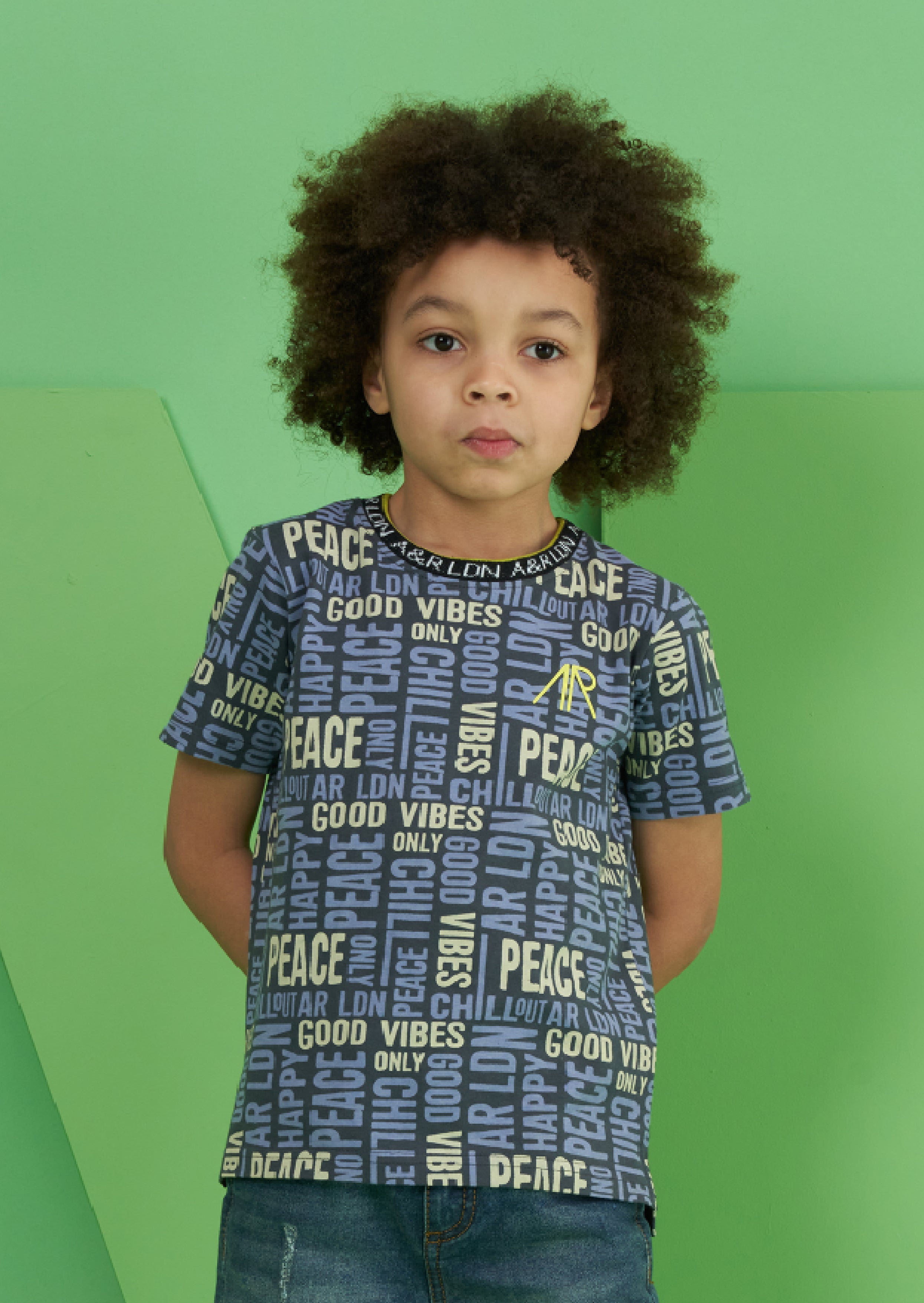 Boys Positive Vibes Printed Blue T-Shirt