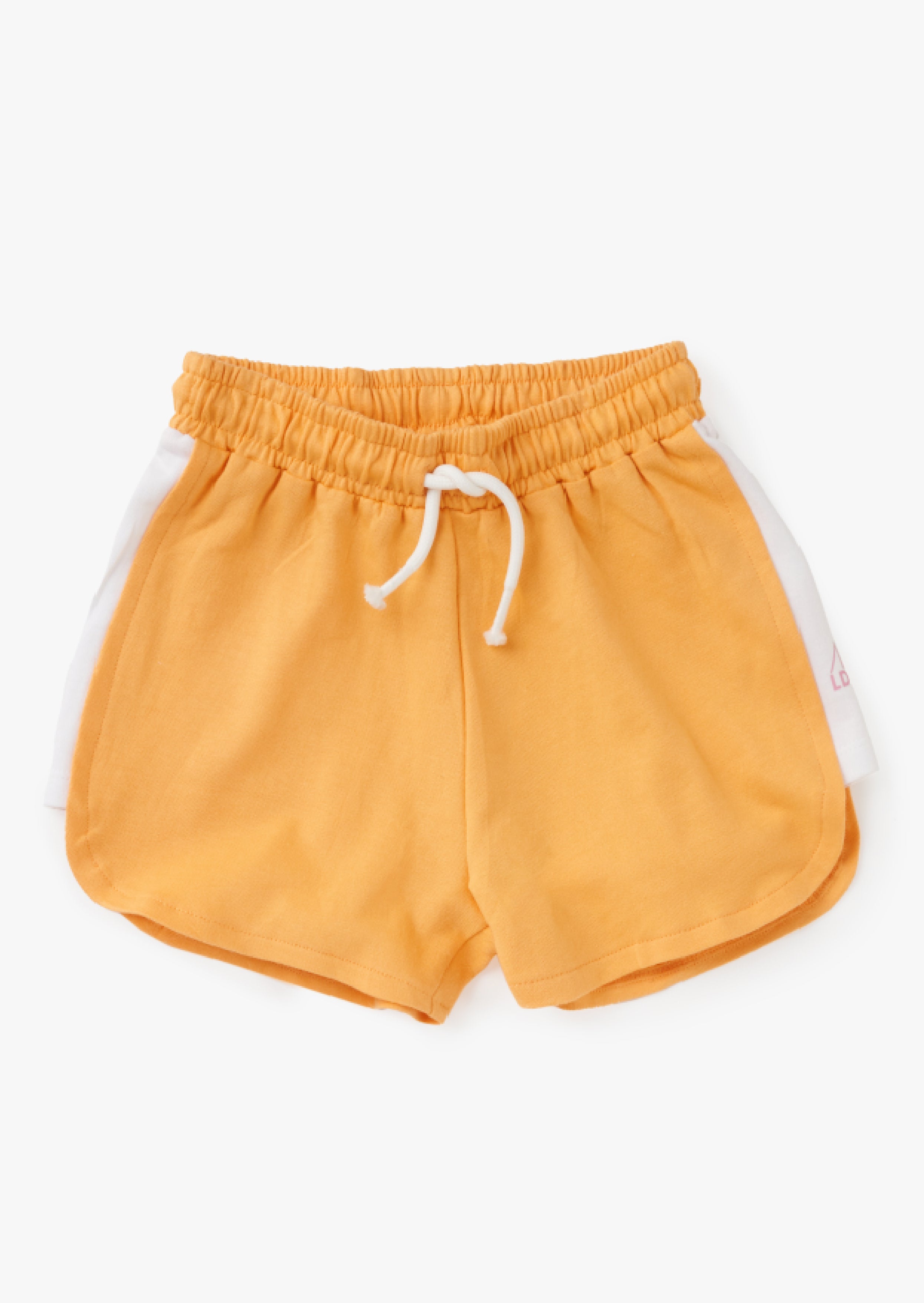 Girls Solid Orange Cotton Shorts