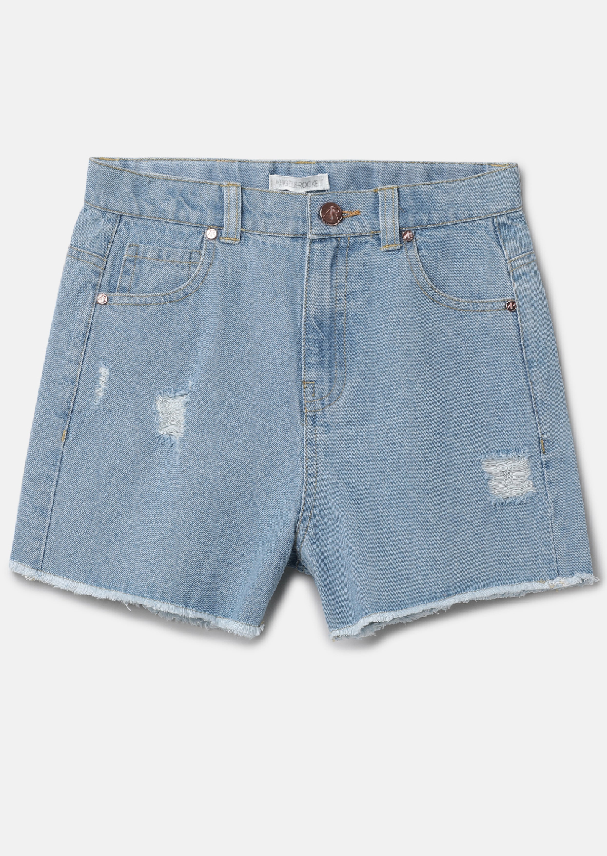 Girls Blue Bleach Wash Denim Shorts