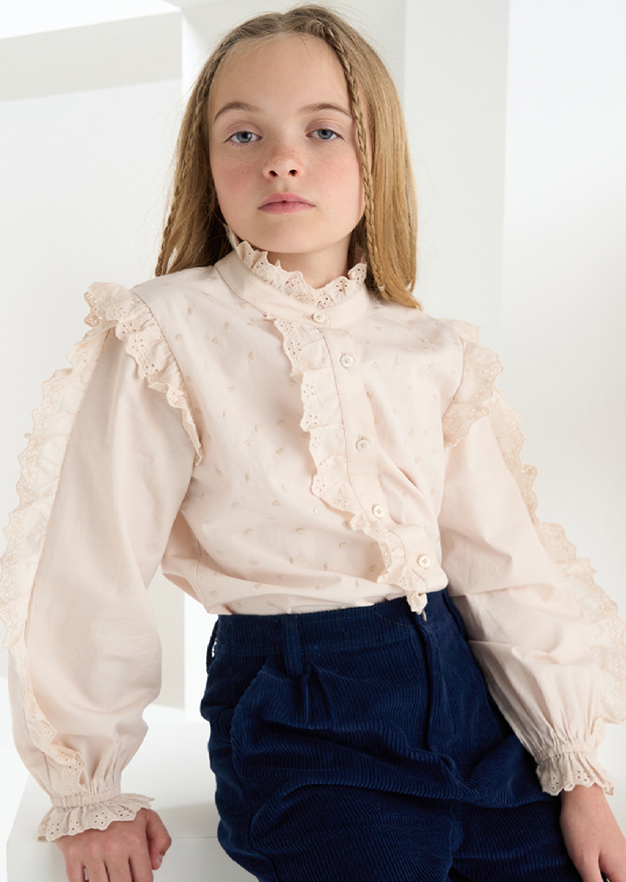 Genevieve Embroidered Frill Blouse