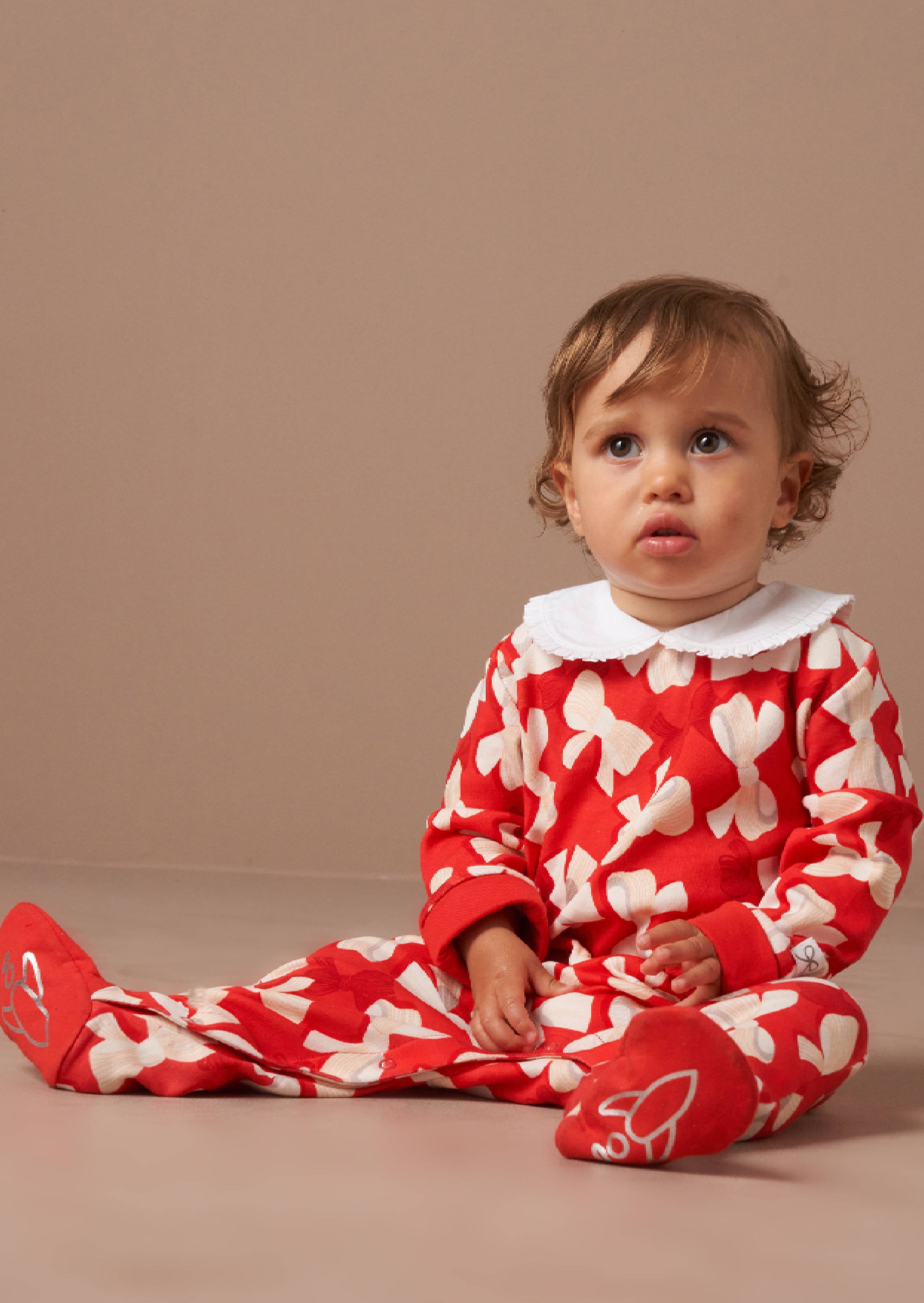 Delphine Red Peter Pan Collar Babygrow