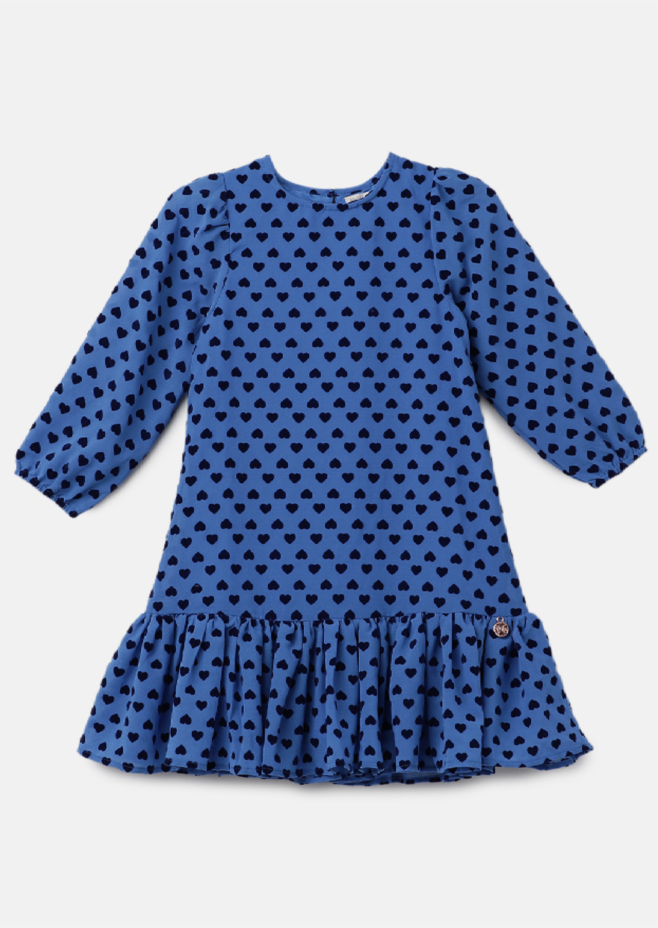 Girls Heart Printed Casual Blue Dress