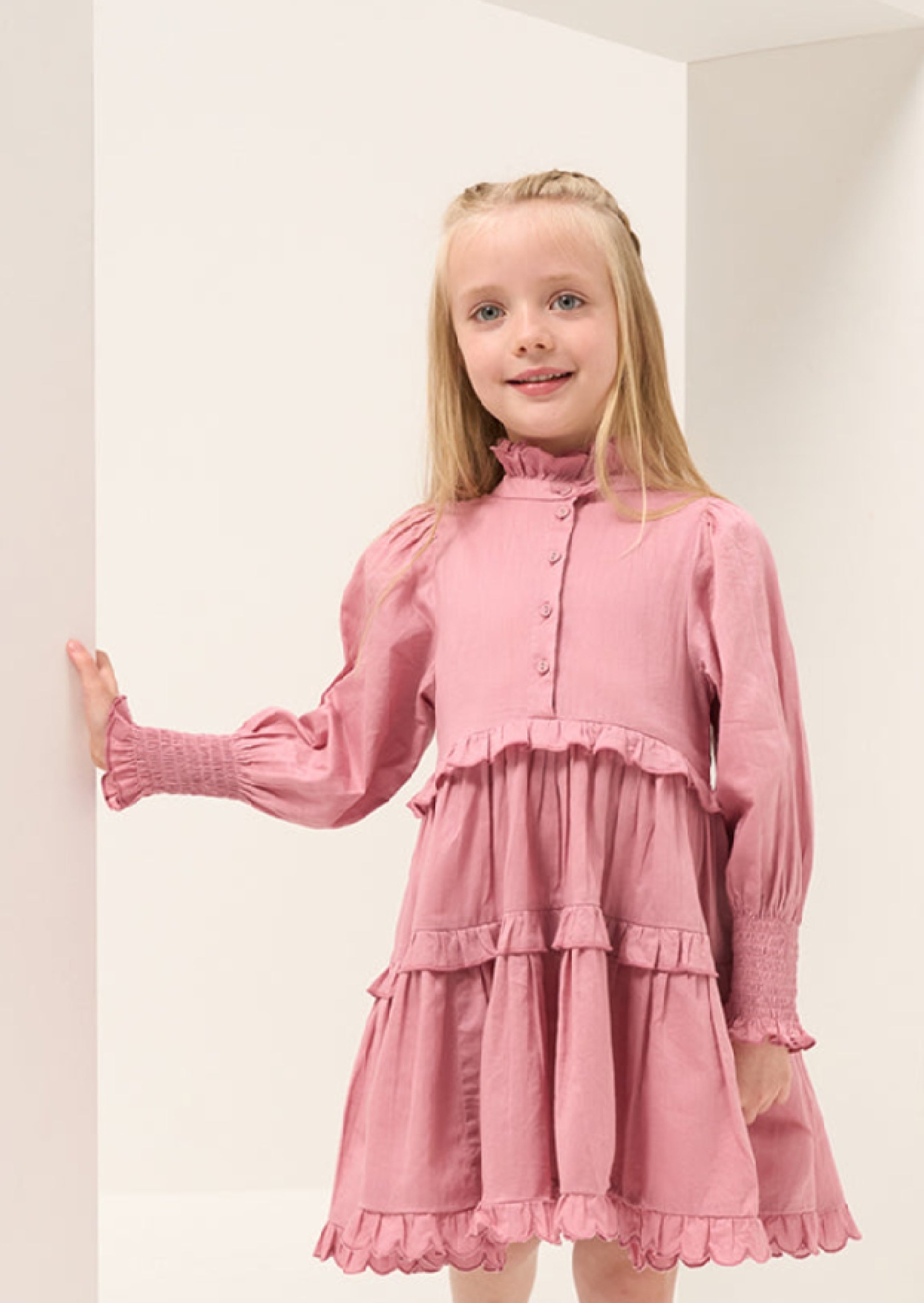 Cordelia Pink Vintage Frill Dress