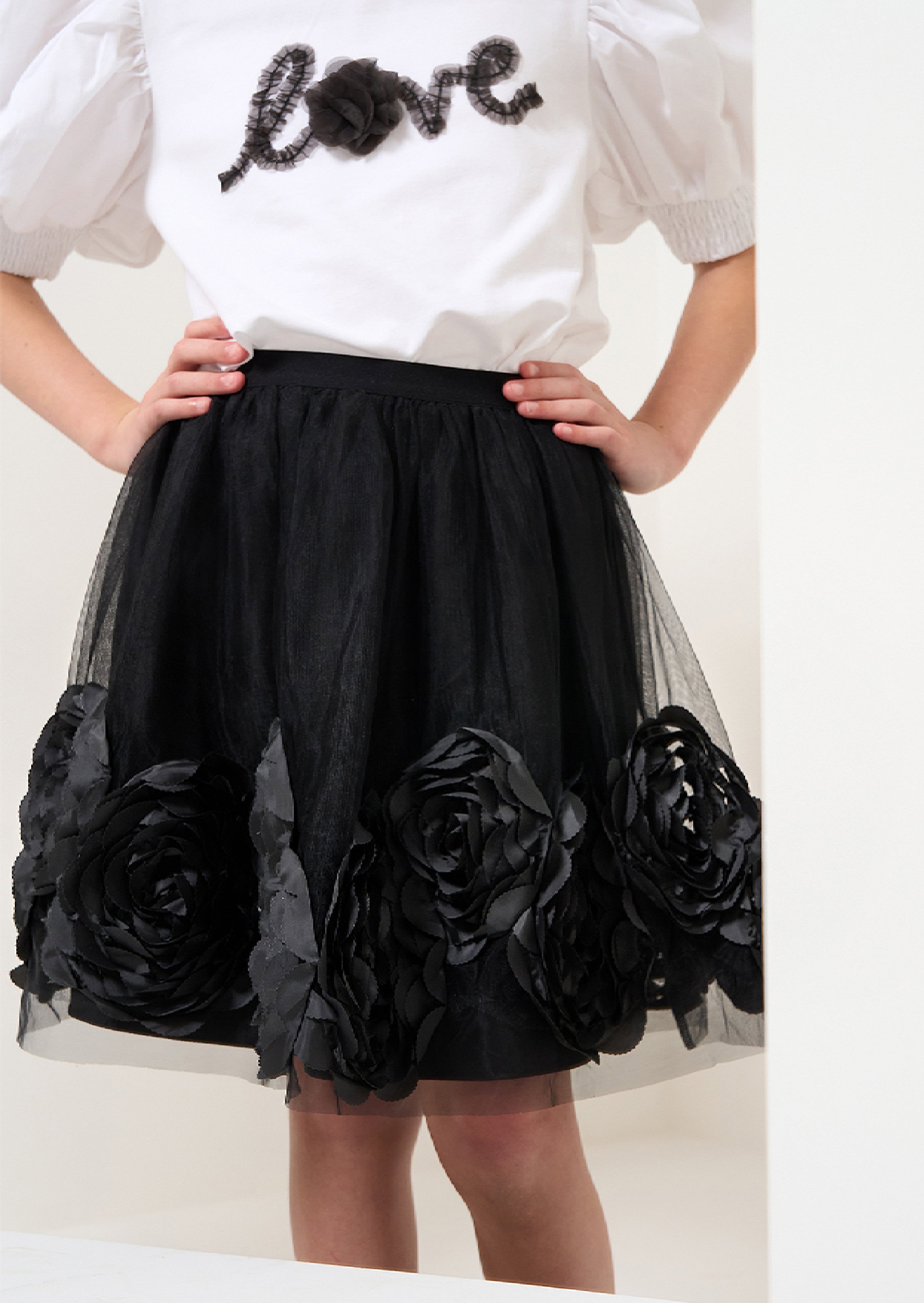 Collette Black Rose Corsage Skirt