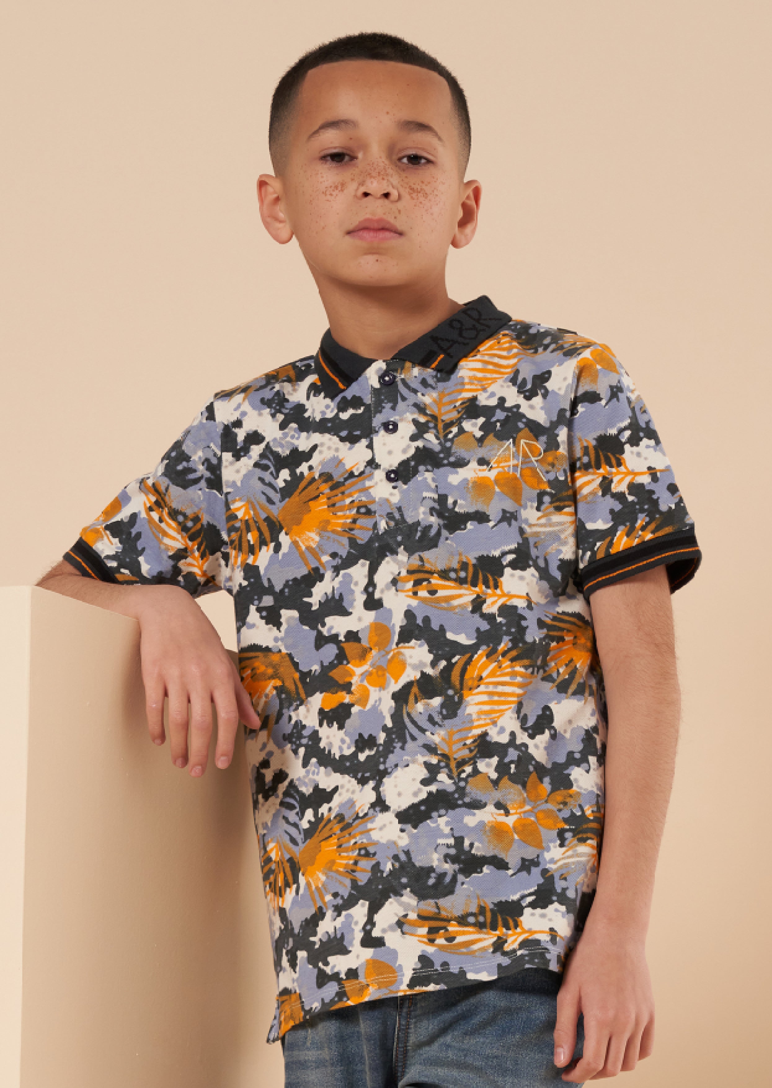 Boys Printed Polo Collar Cotton T-Shirt