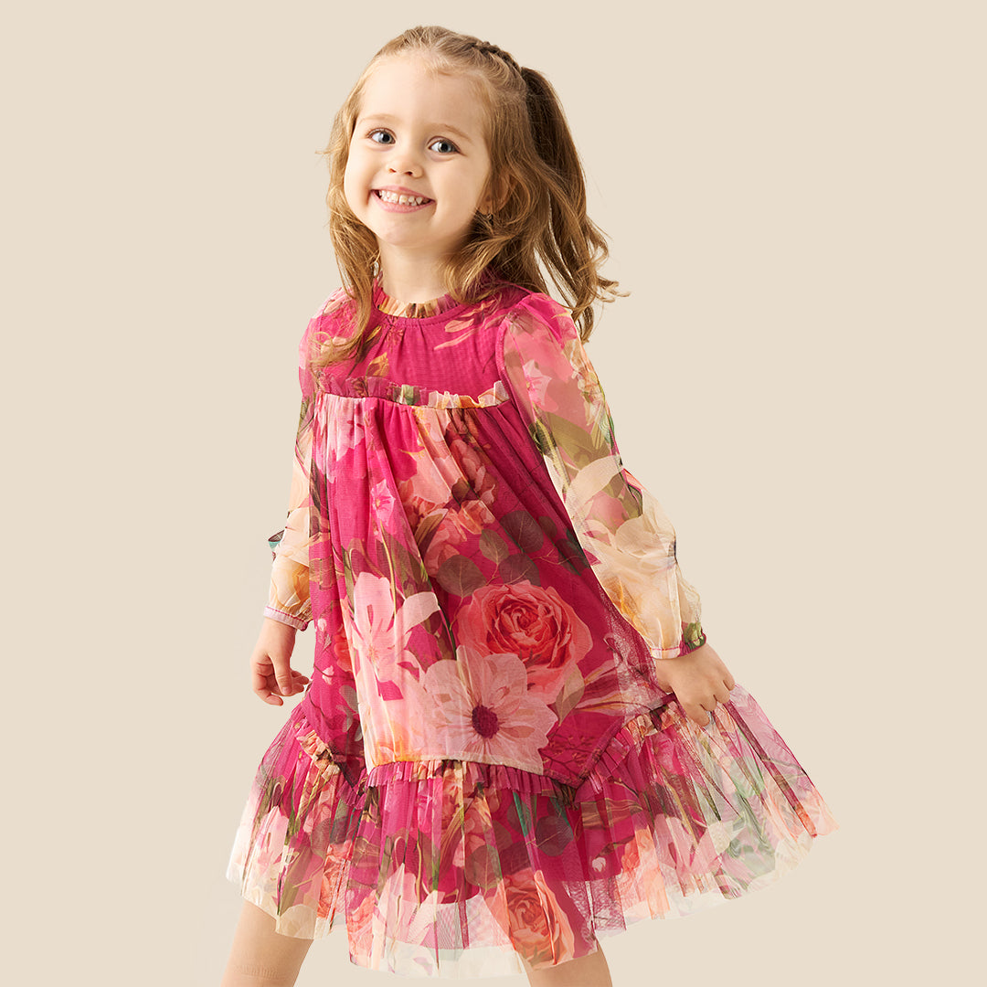 Angel & Rocket Baby Girls Printed Pink Dresses