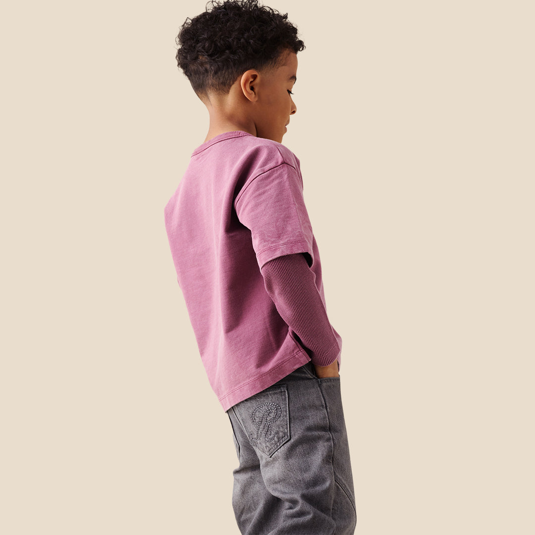 Boys Solid Purple Sweatshirts - Angel & Rocket