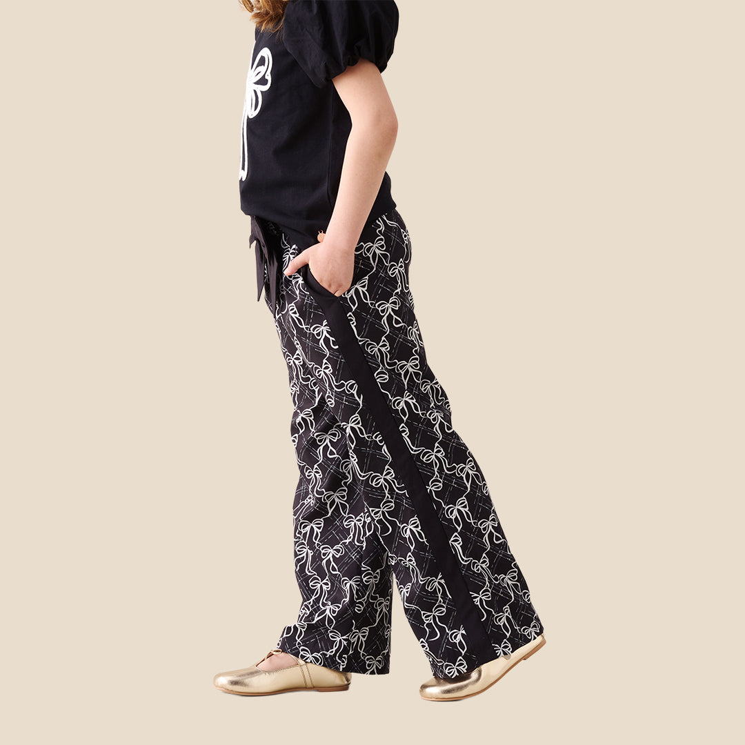 Angel & Rocket Girls Printed Black Trousers