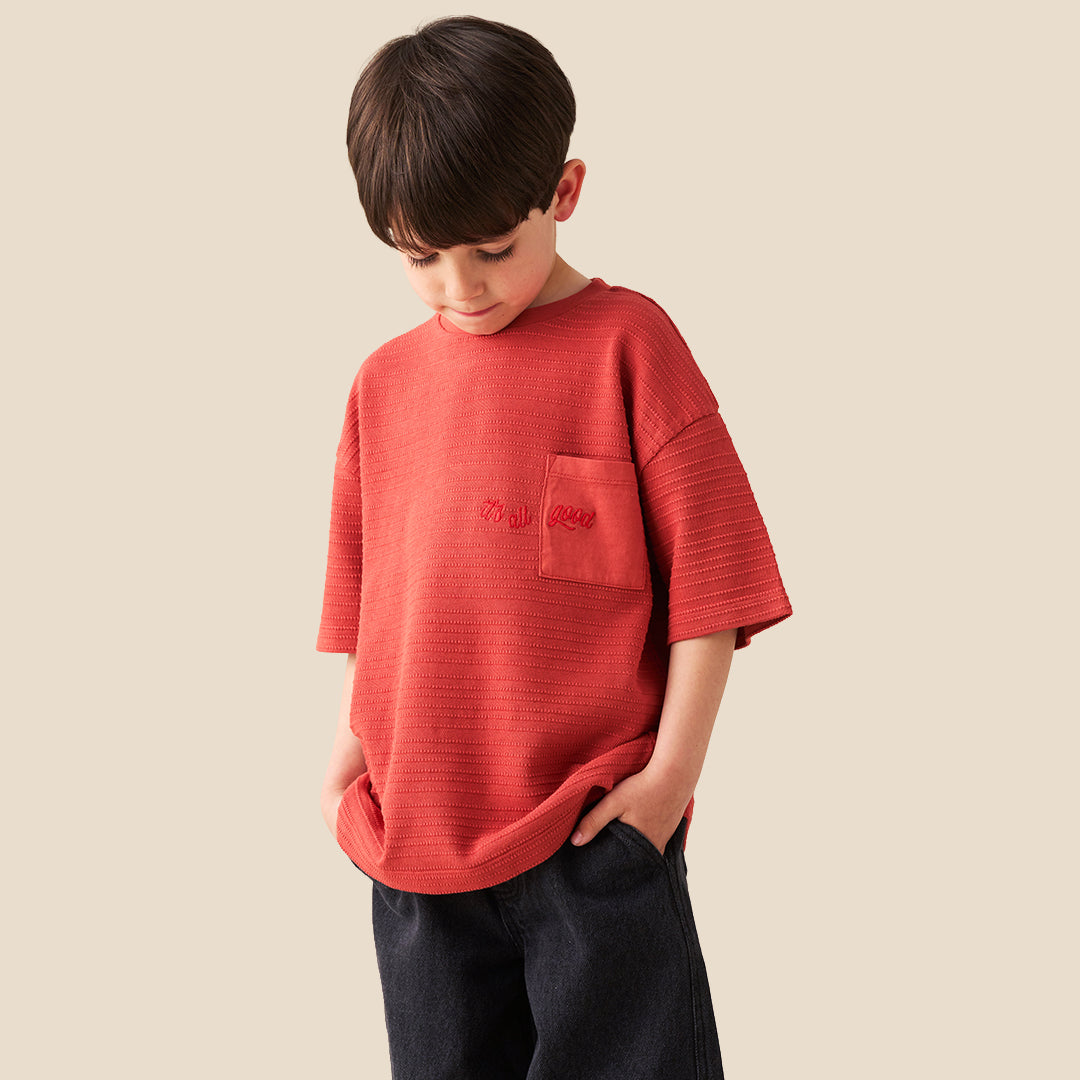 Angel & Rocket Boys Solid Orange T-Shirts