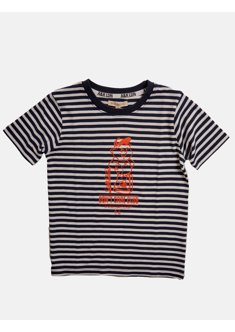 Boys Navy Stripe Character Printed Graphic T-Shirt