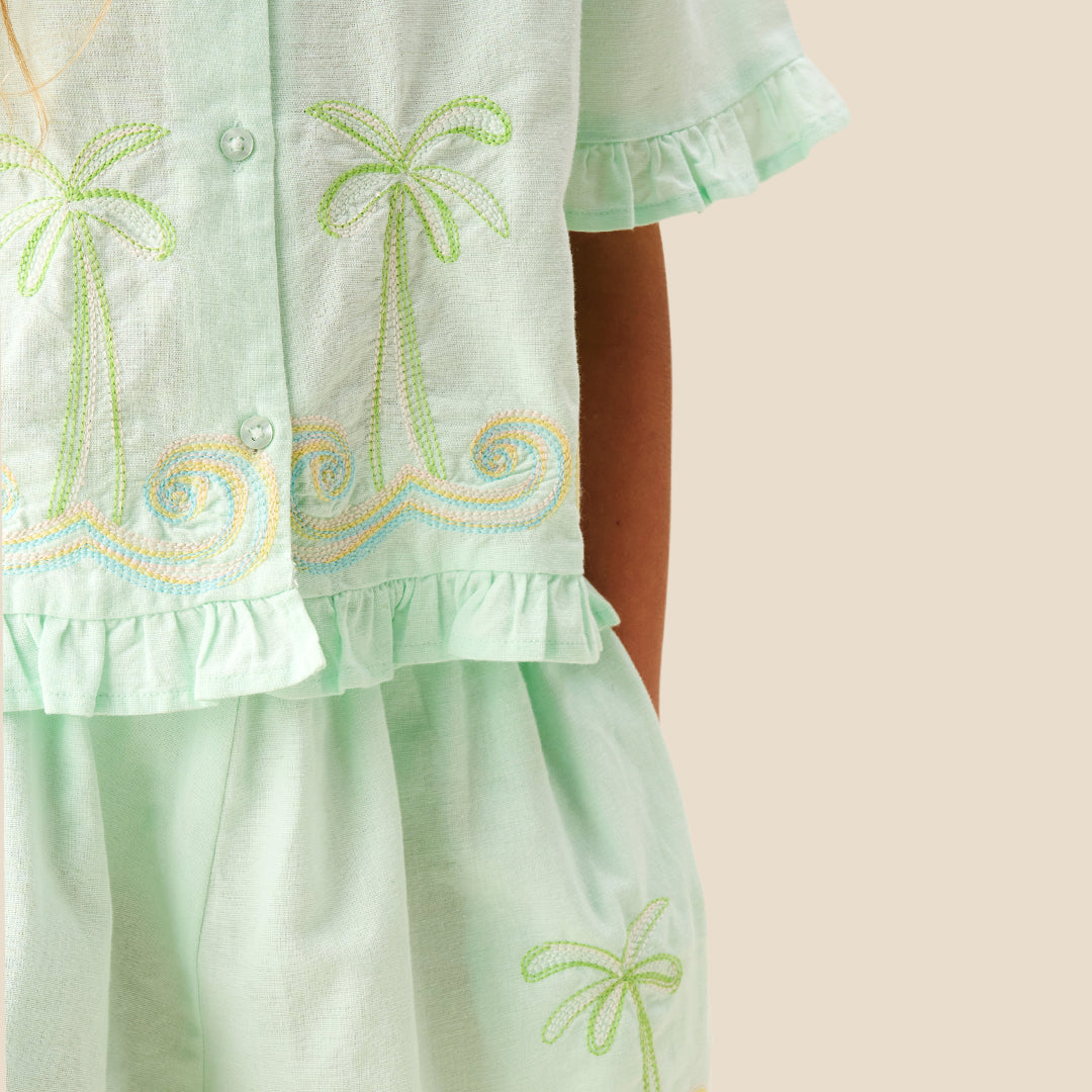 Palma Embroidered Short - Angel & Rocket