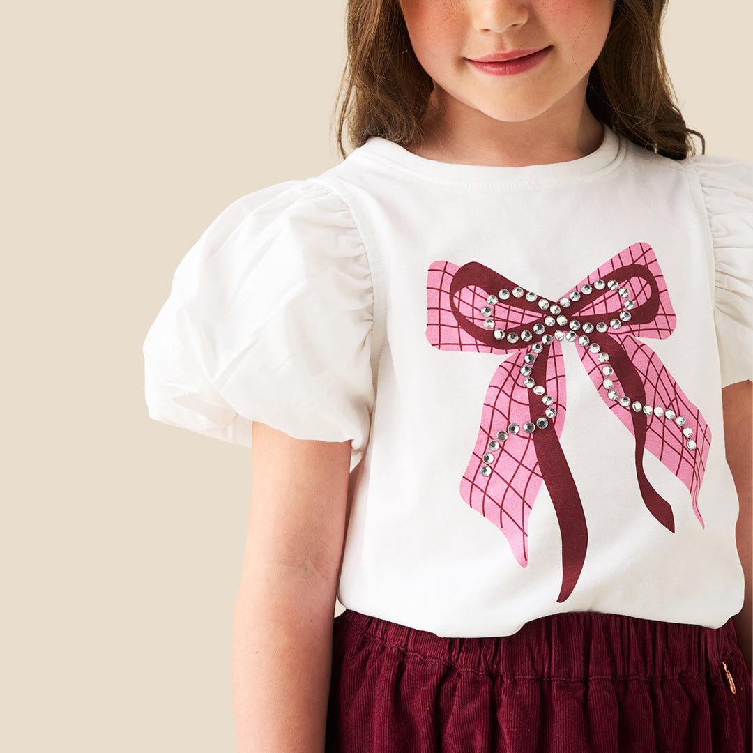 Angel & Rocket Girls Solid White T-Shirts