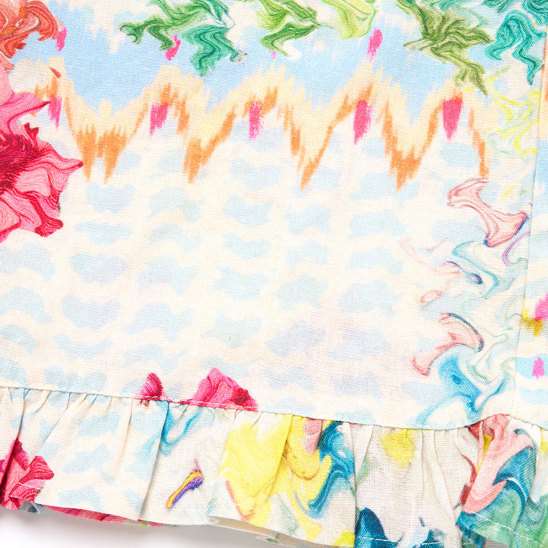 Orla Multi Print Frill Hem Trousers - Angel & Rocket