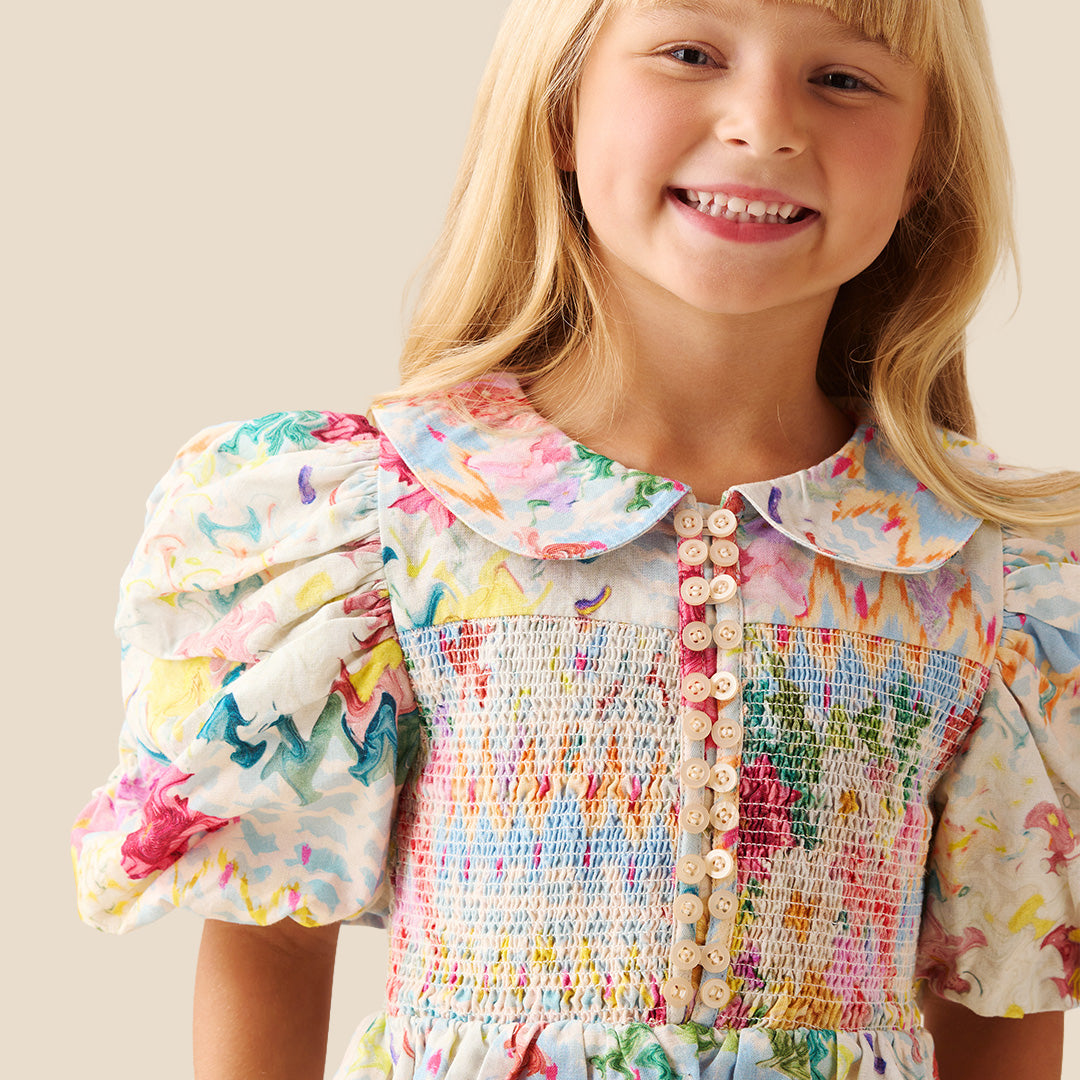 Orla Multi Peter Pan Collar Shirred Blouse - Angel & Rocket