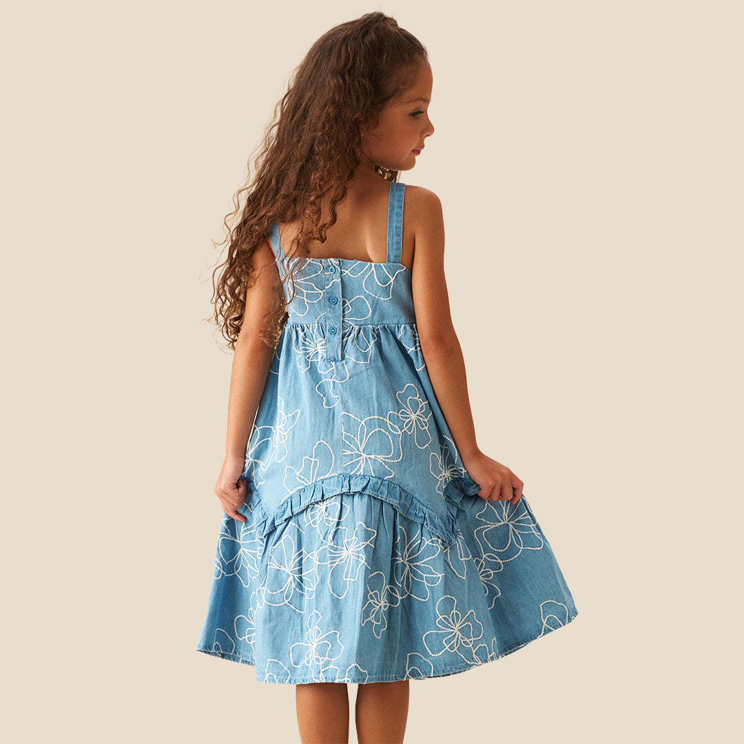 Maya Embroidered Denim Dress - Angel & Rocket