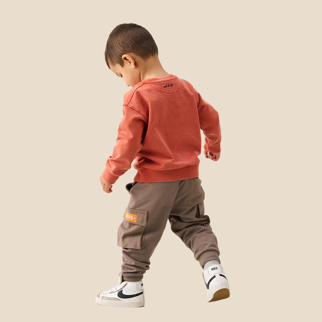 Baby Boys Solid Brown Joggers - Angel & Rocket