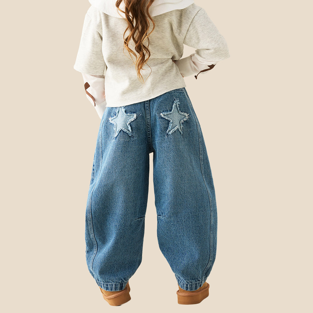 Girls Solid Blue Jeans - Angel & Rocket