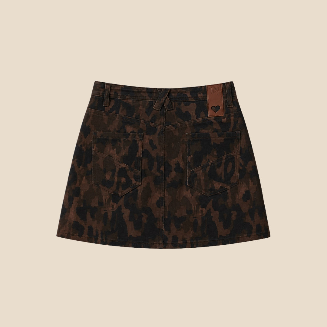 Girls Printed Brown Skirt - Angel & Rocket