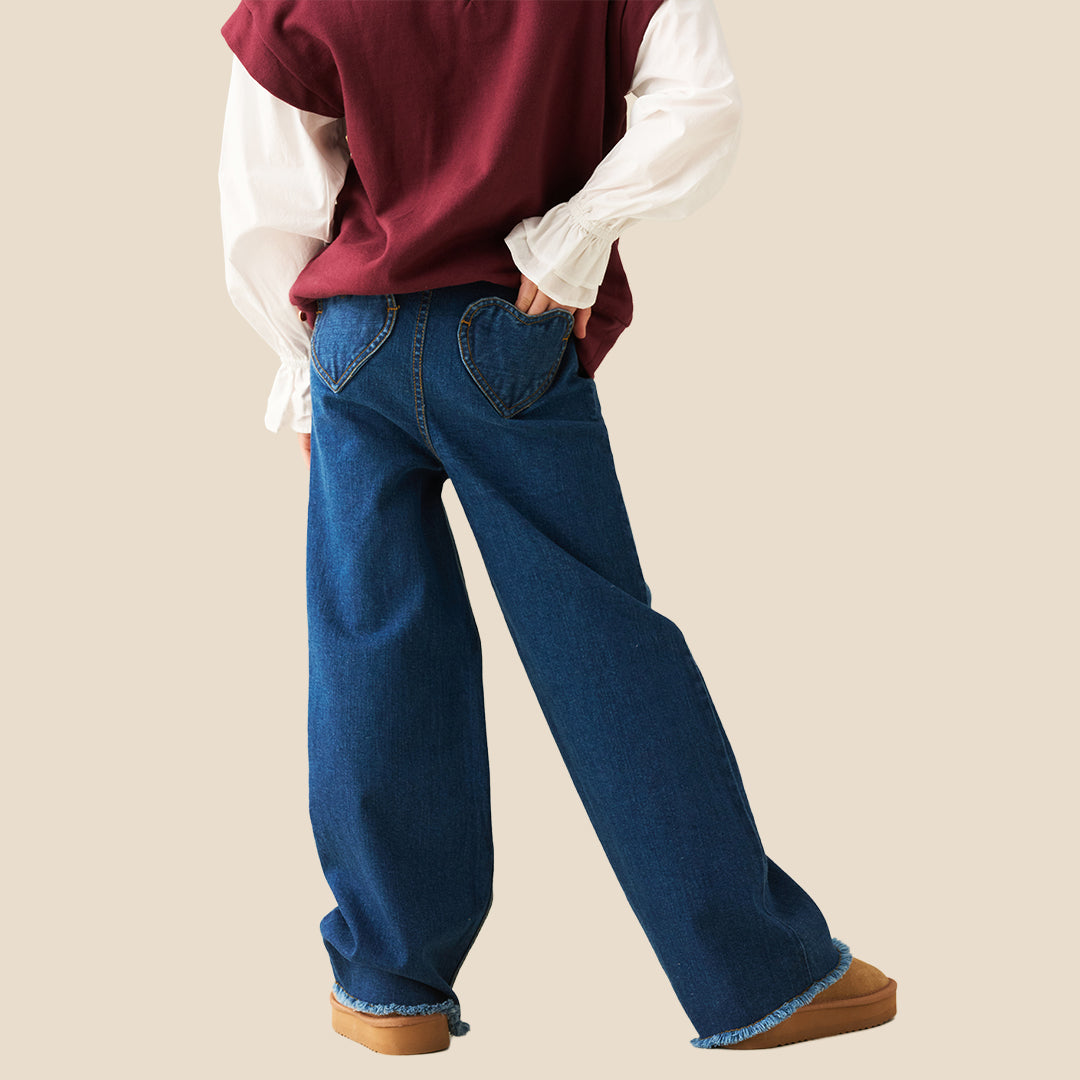 Girls Solid Blue Jeans - Angel & Rocket