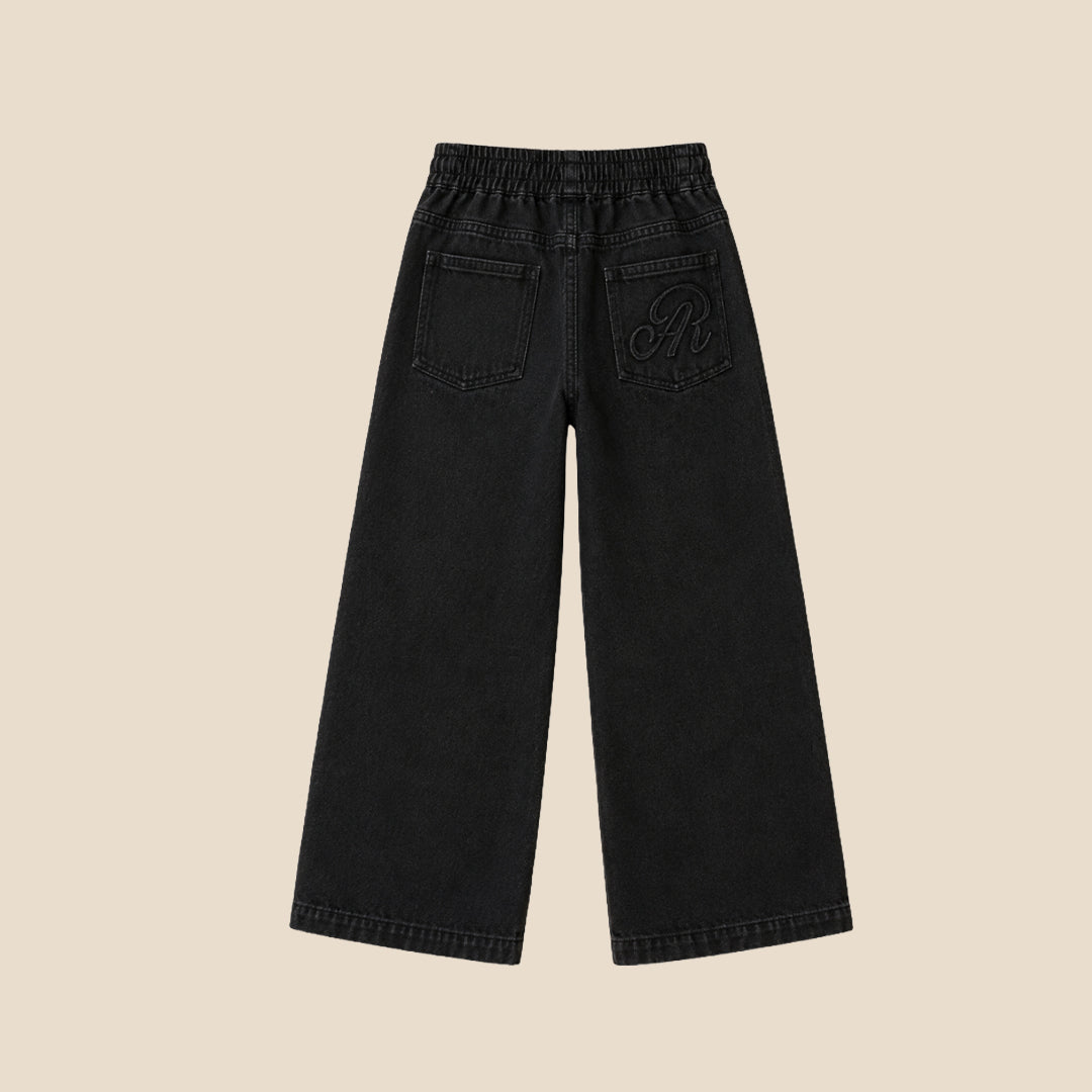 Boys Solid Black Jeans - Angel & Rocket