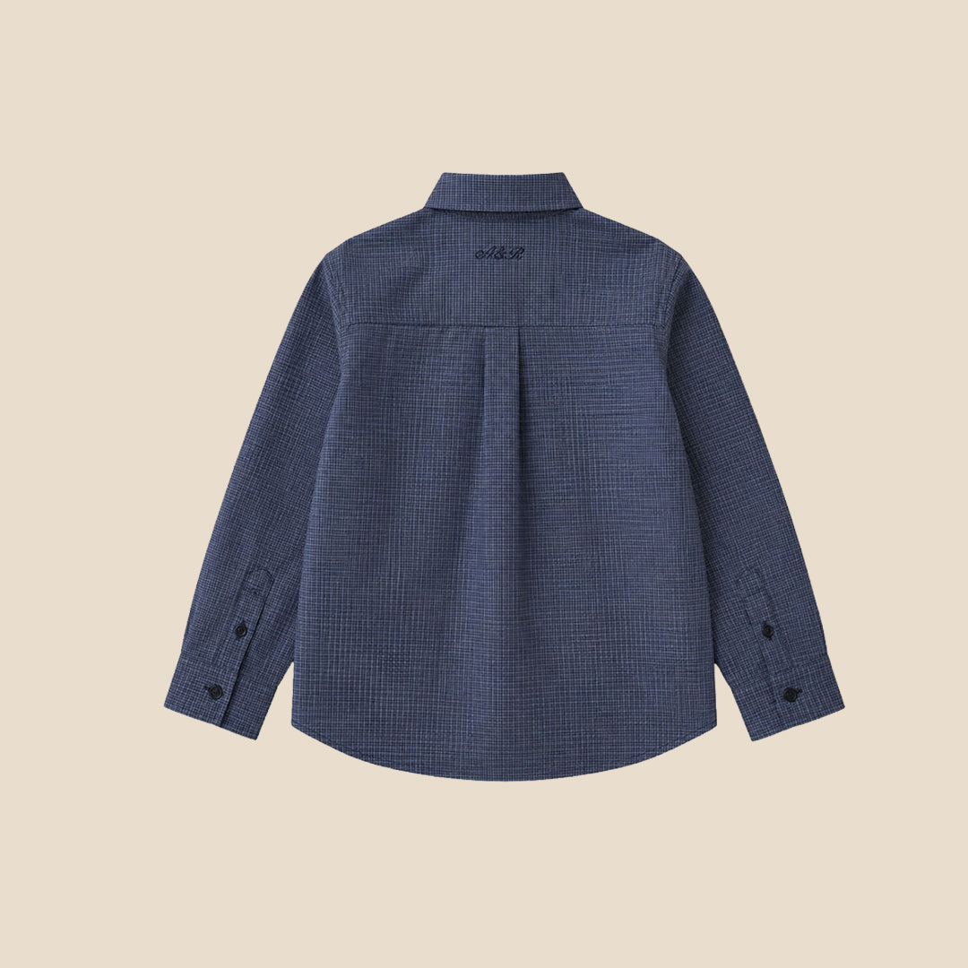 Boys Yarn Dyed Navy Shirts - Angel & Rocket