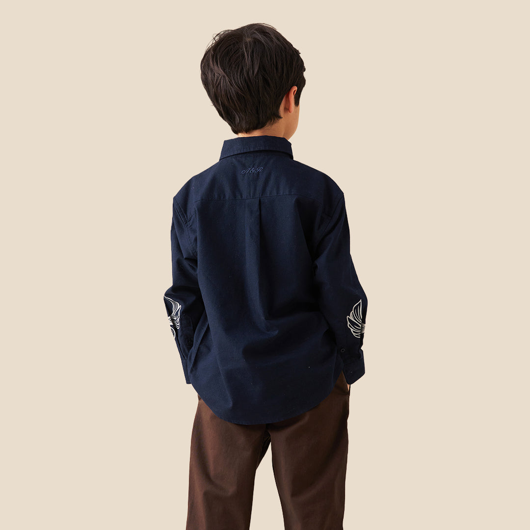 Angel & Rocket Boys Yarn Dyed Navy Shirts