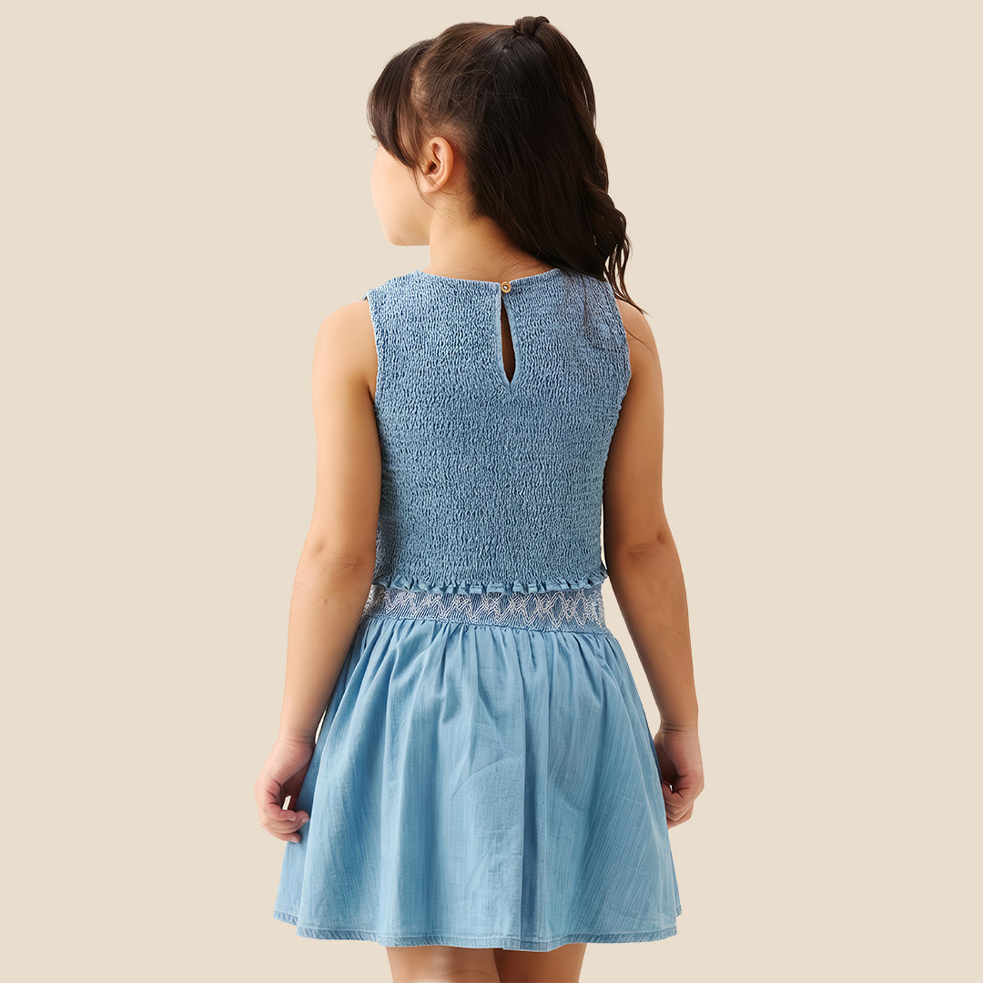 Mia Shirred Denim Top And Skirt - Angel & Rocket