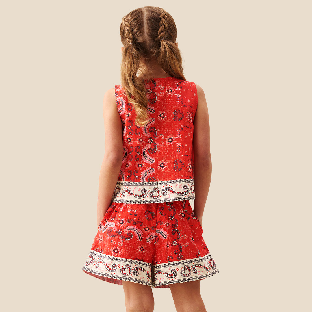 Ava Tie Front Bandana Print Top - Angel & Rocket