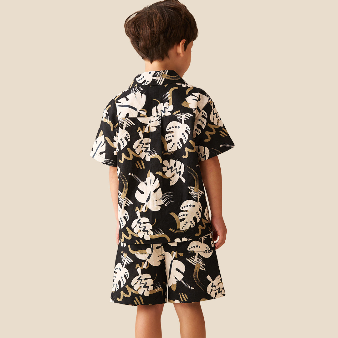 Finn Leaf Print Textured Shirt - Angel & Rocket