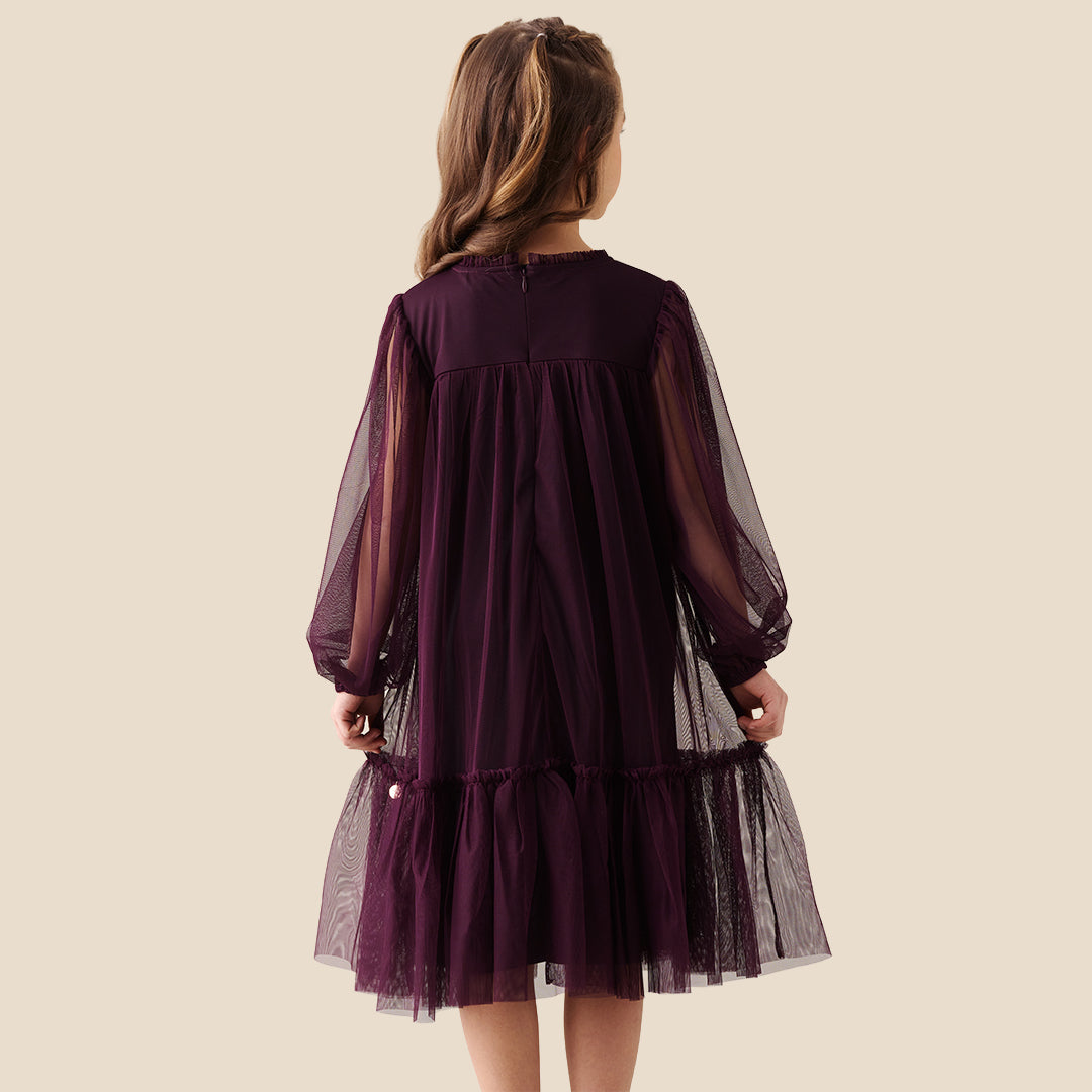 Girls Solid Purple Dresses