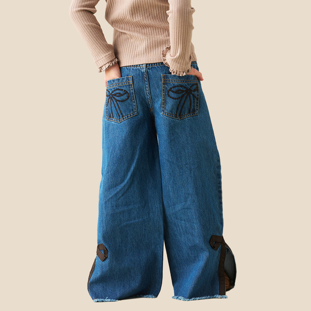 Girls Solid Blue Jeans - Angel & Rocket