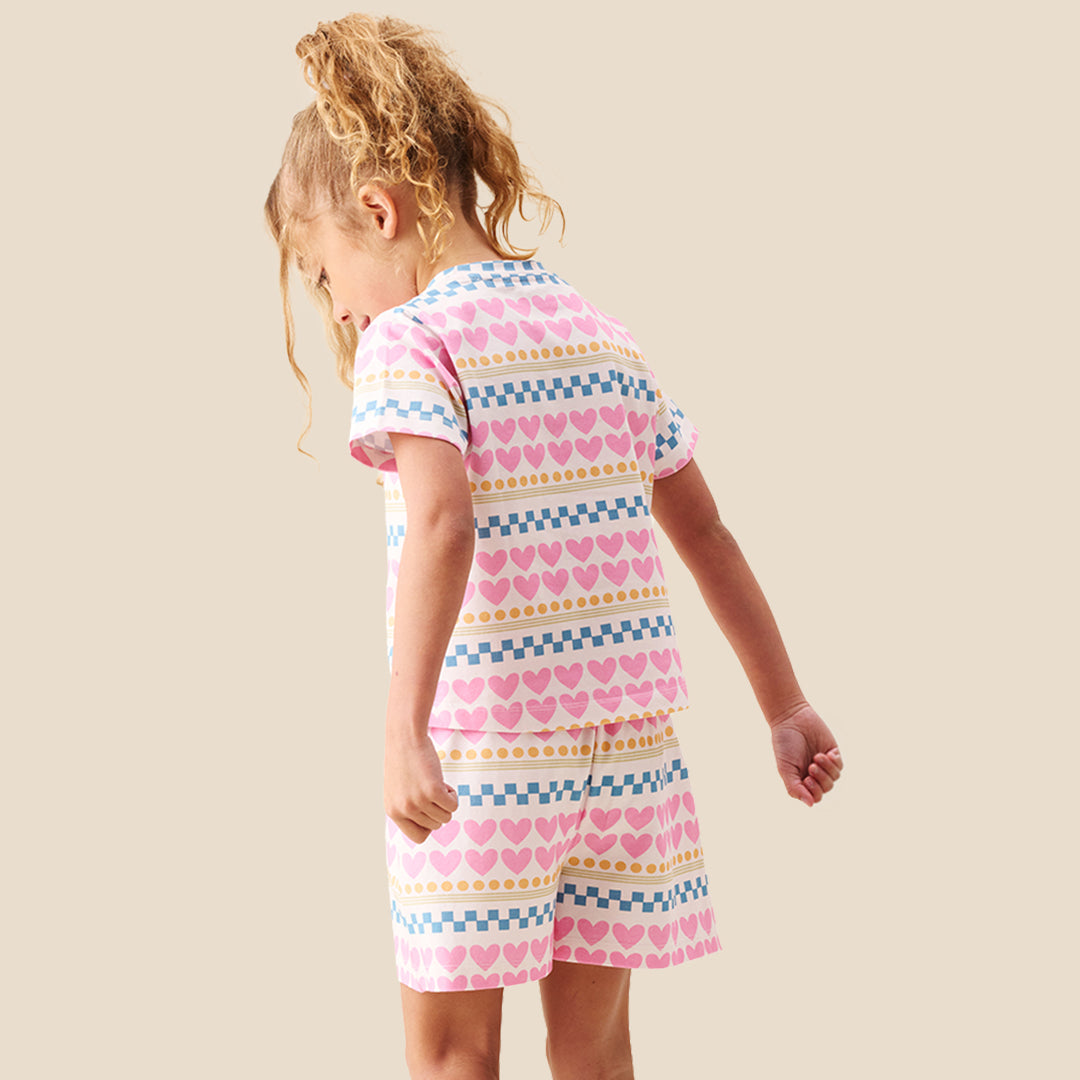 Dana Pink Heart Print Short PJs - Angel & Rocket