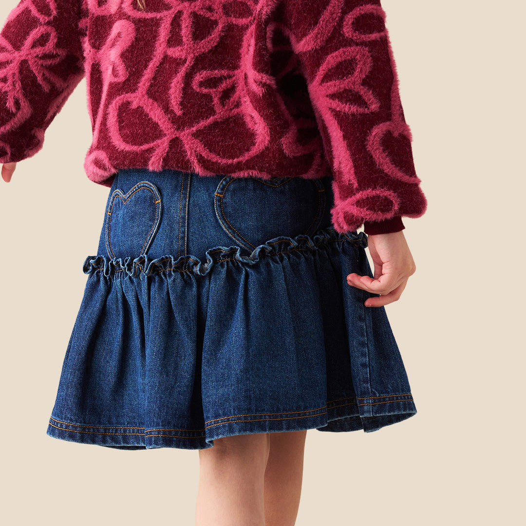 Girls Solid Blue Skirt - Angel & Rocket