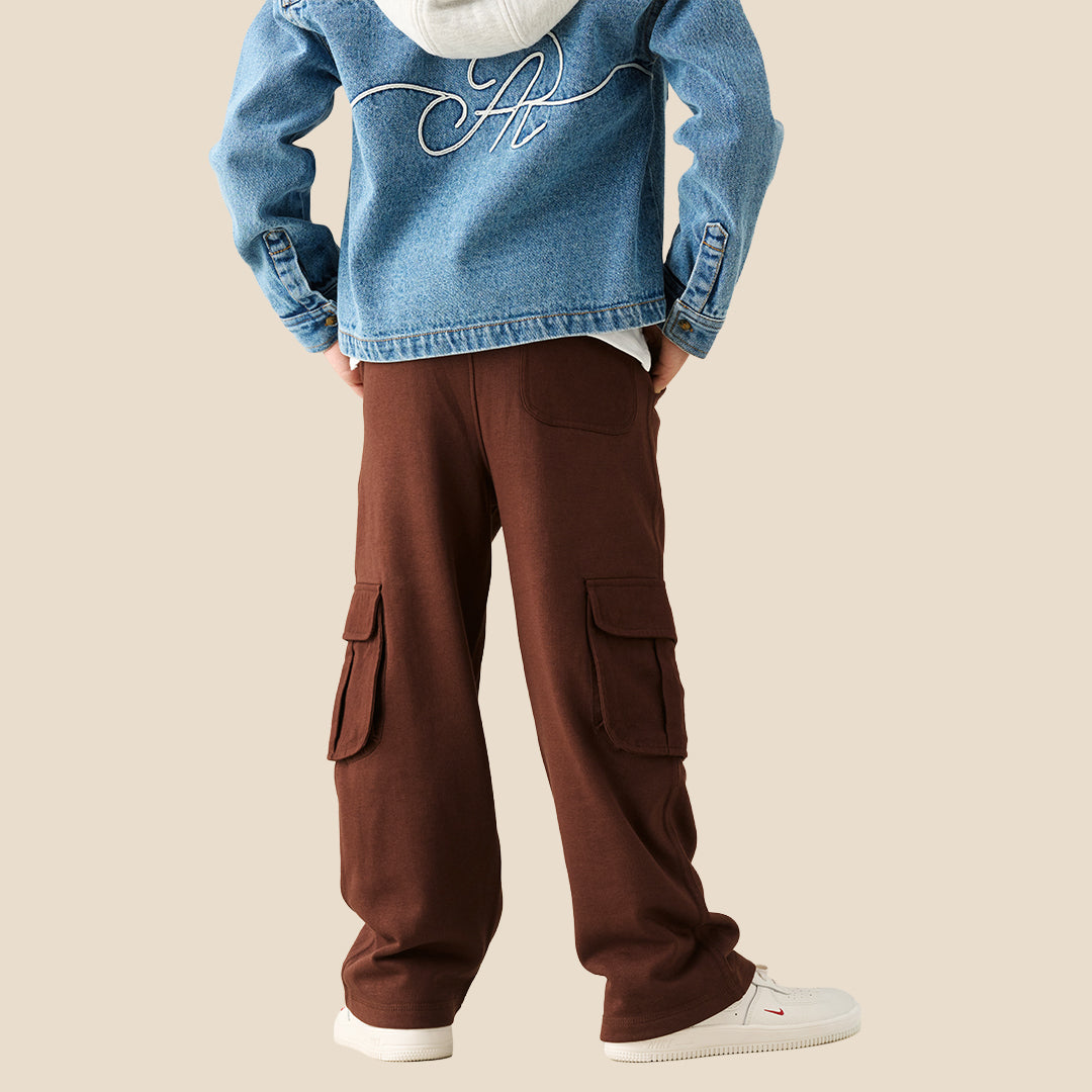 Boys Solid Brown Joggers - Angel & Rocket