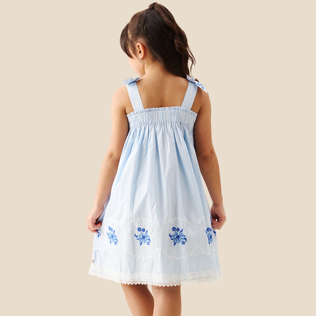 Aliy Tie Shoulder Embroidered Dress - Angel & Rocket