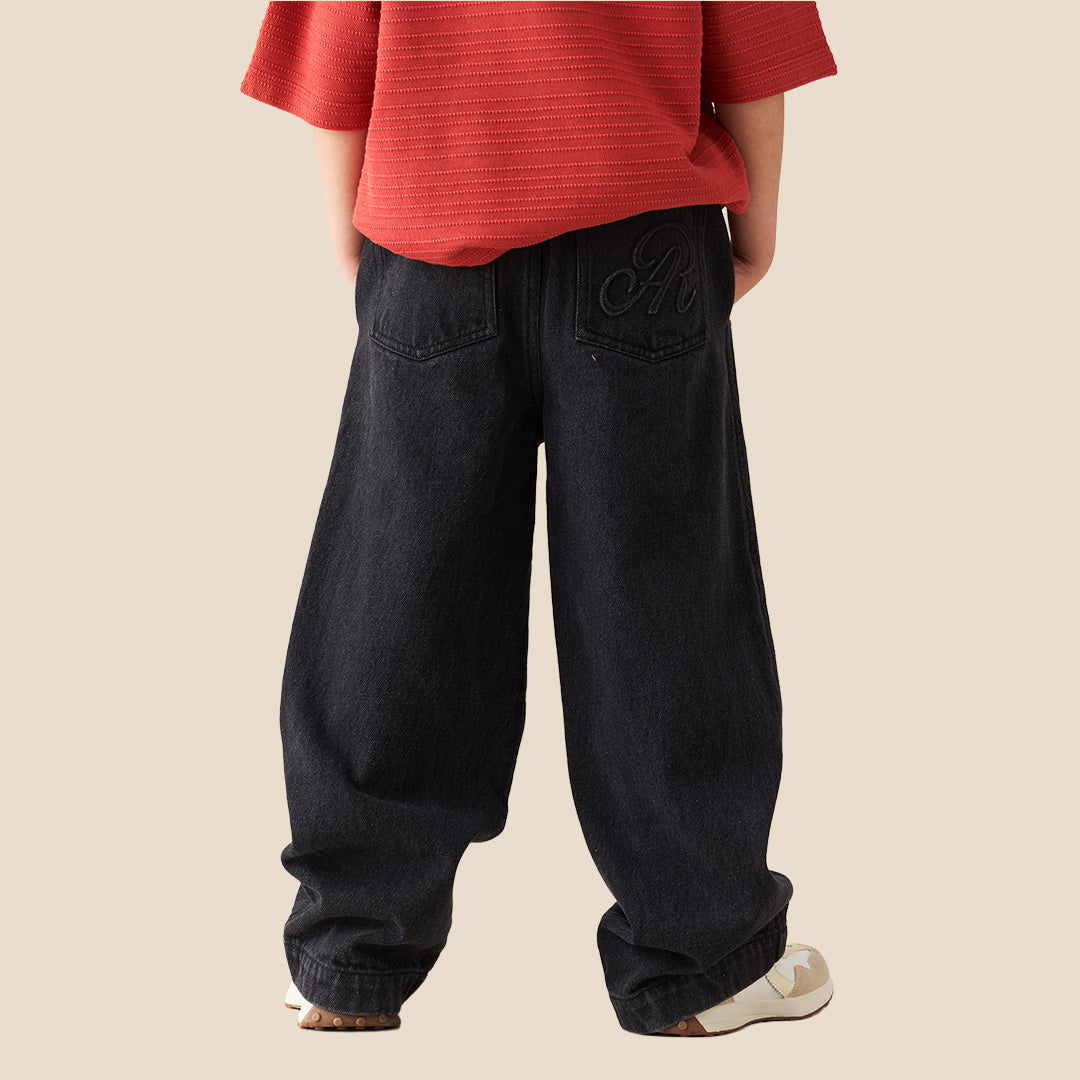 Boys Solid Black Jeans - Angel & Rocket