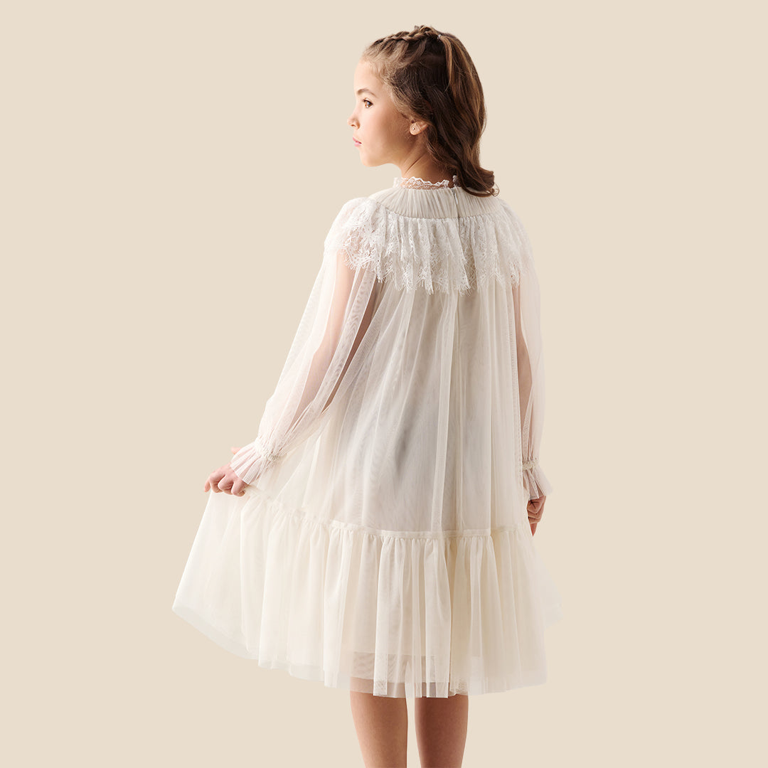 Girls Printed Cream Dresses - Angel & Rocket
