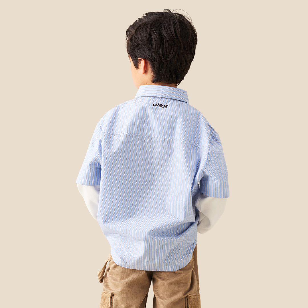 Boys Printed Blue Shirts - Angel & Rocket