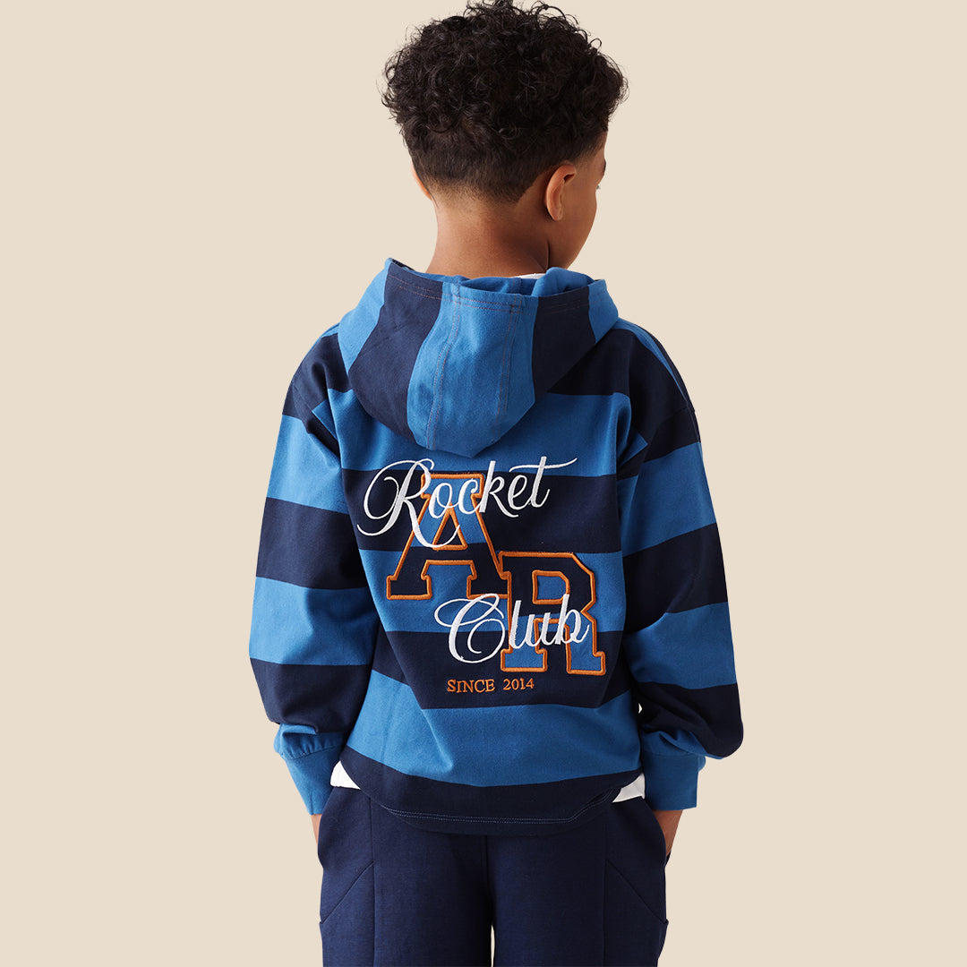 Marco Hooded Rugby Shirt Blue