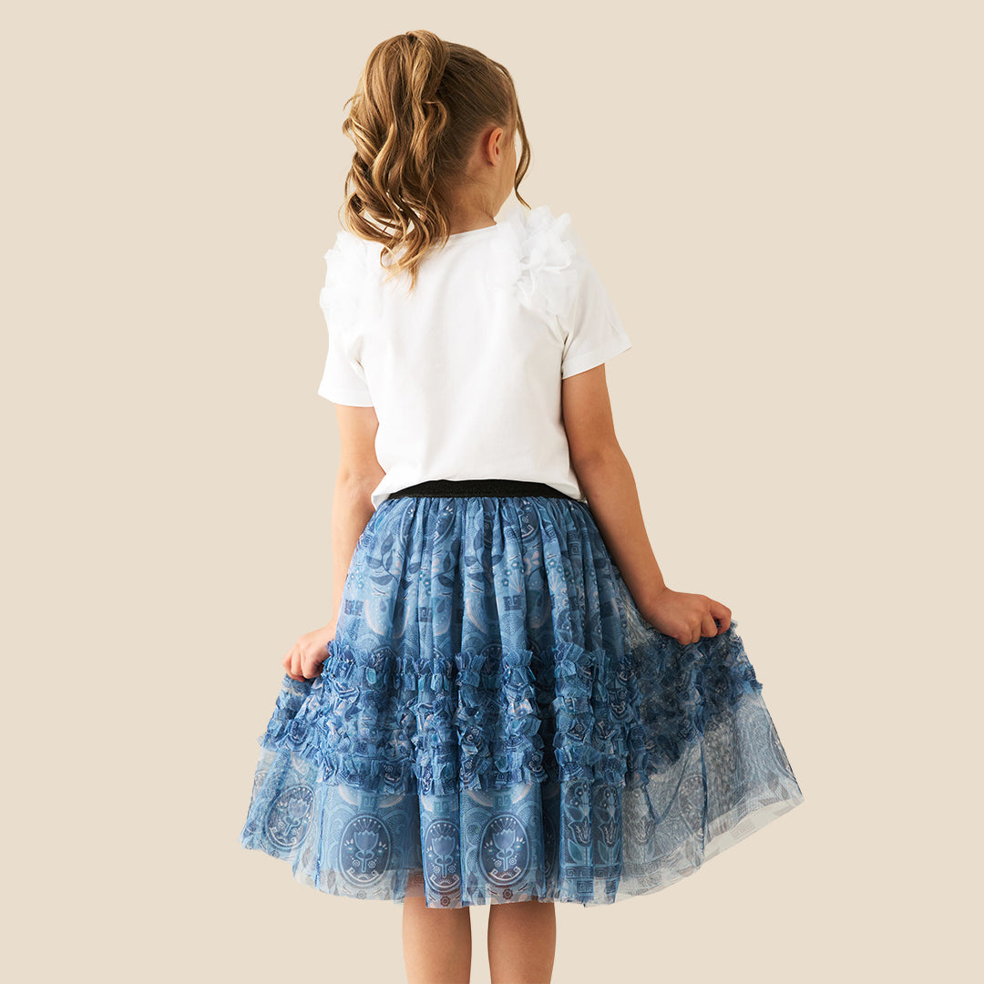 Girls Printed Blue Skirt - Angel & Rocket